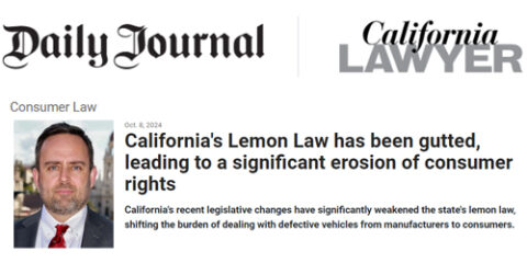 Joseph Kaufman article about the California Lemon Law
