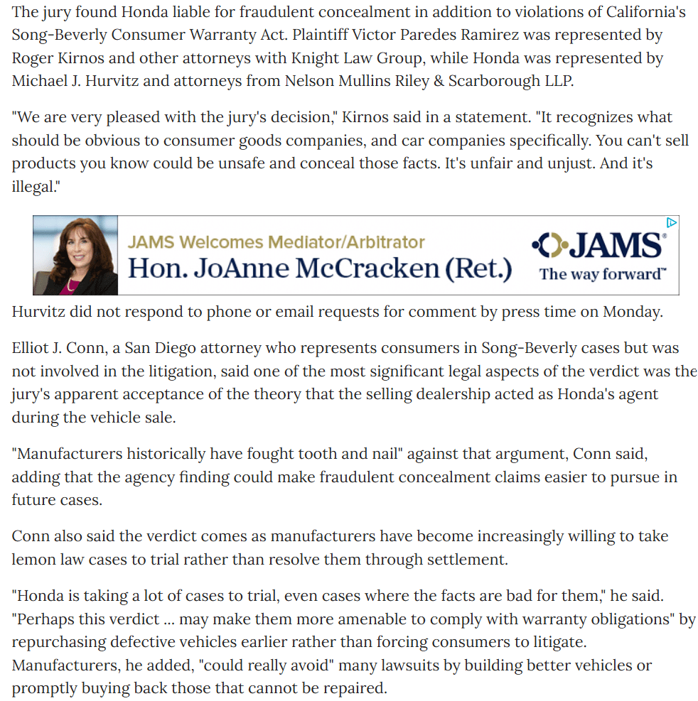 Honda Fraud Article 2